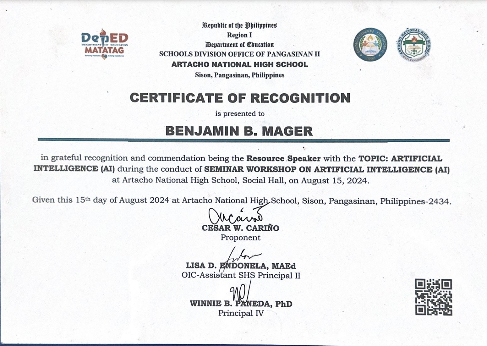 AI Presentation Certificate