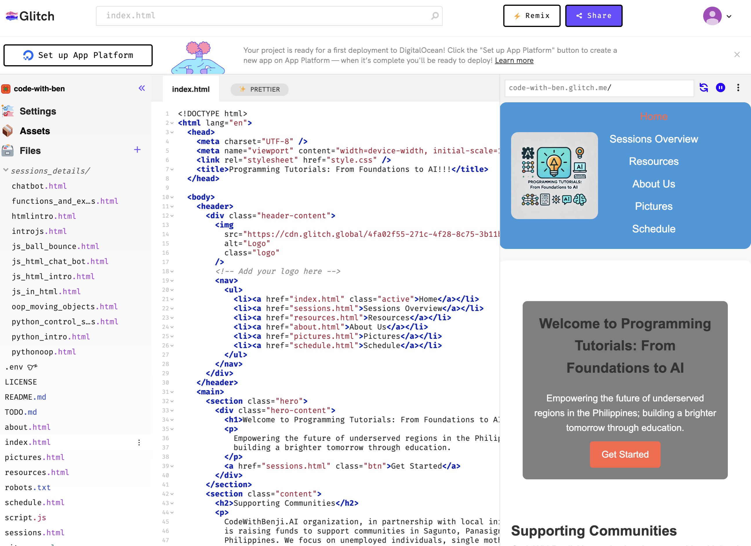 CodeWithBenji Website